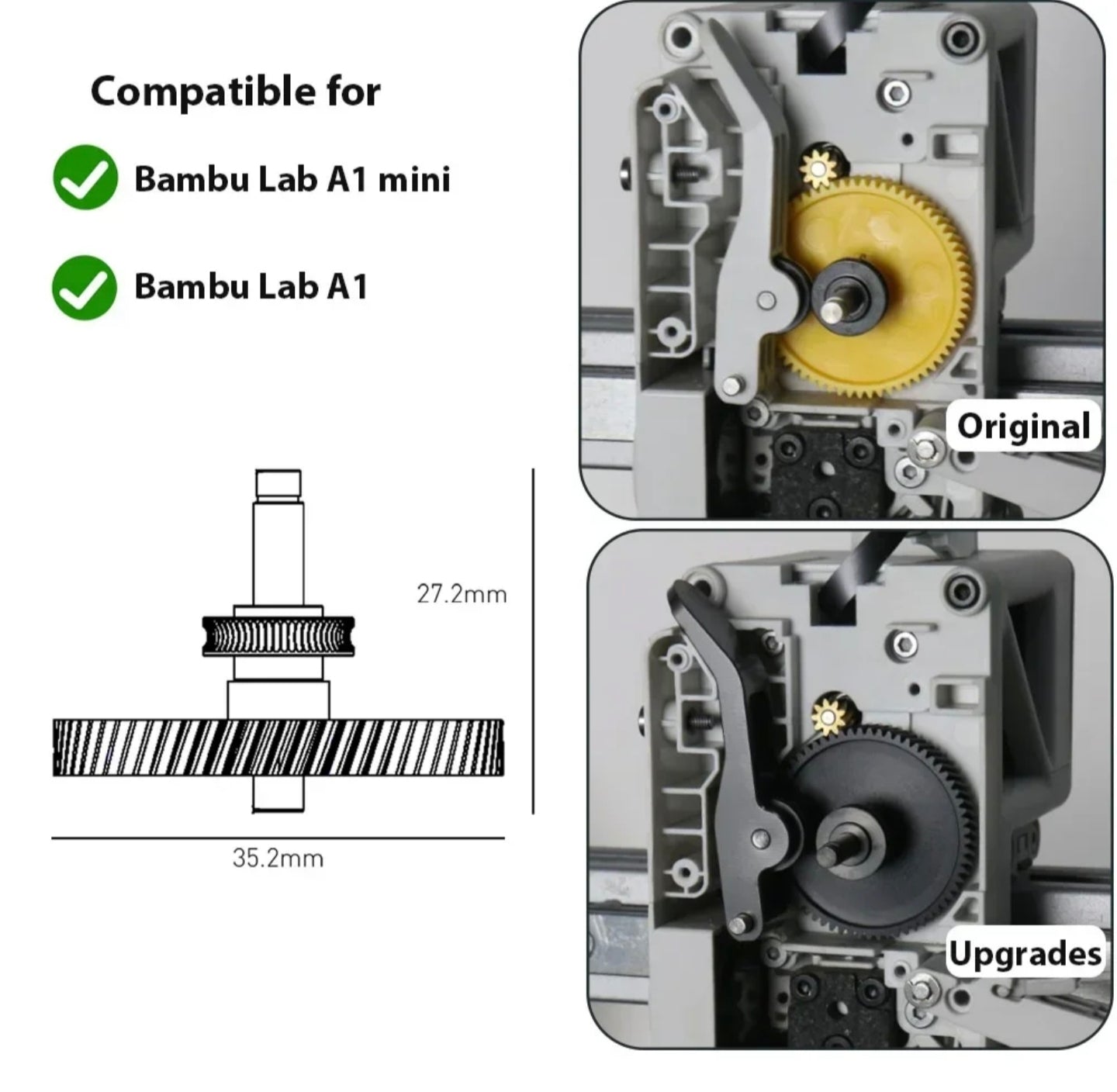 BambuLab A1 / A1 Mini Vollmetall Extruder Upgrade Dual Gear