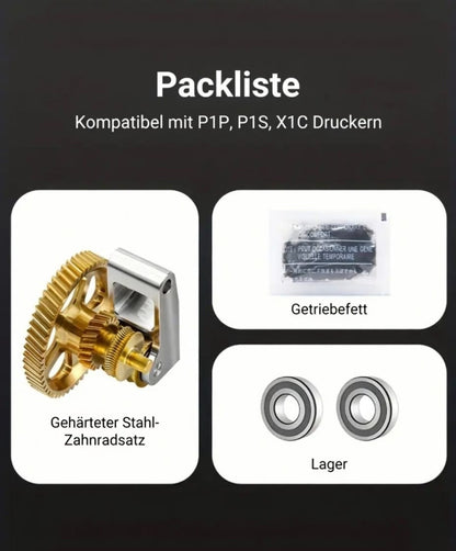 P1P / P1S / X1C Vollmetall Extruder Upgrade Dual Gear