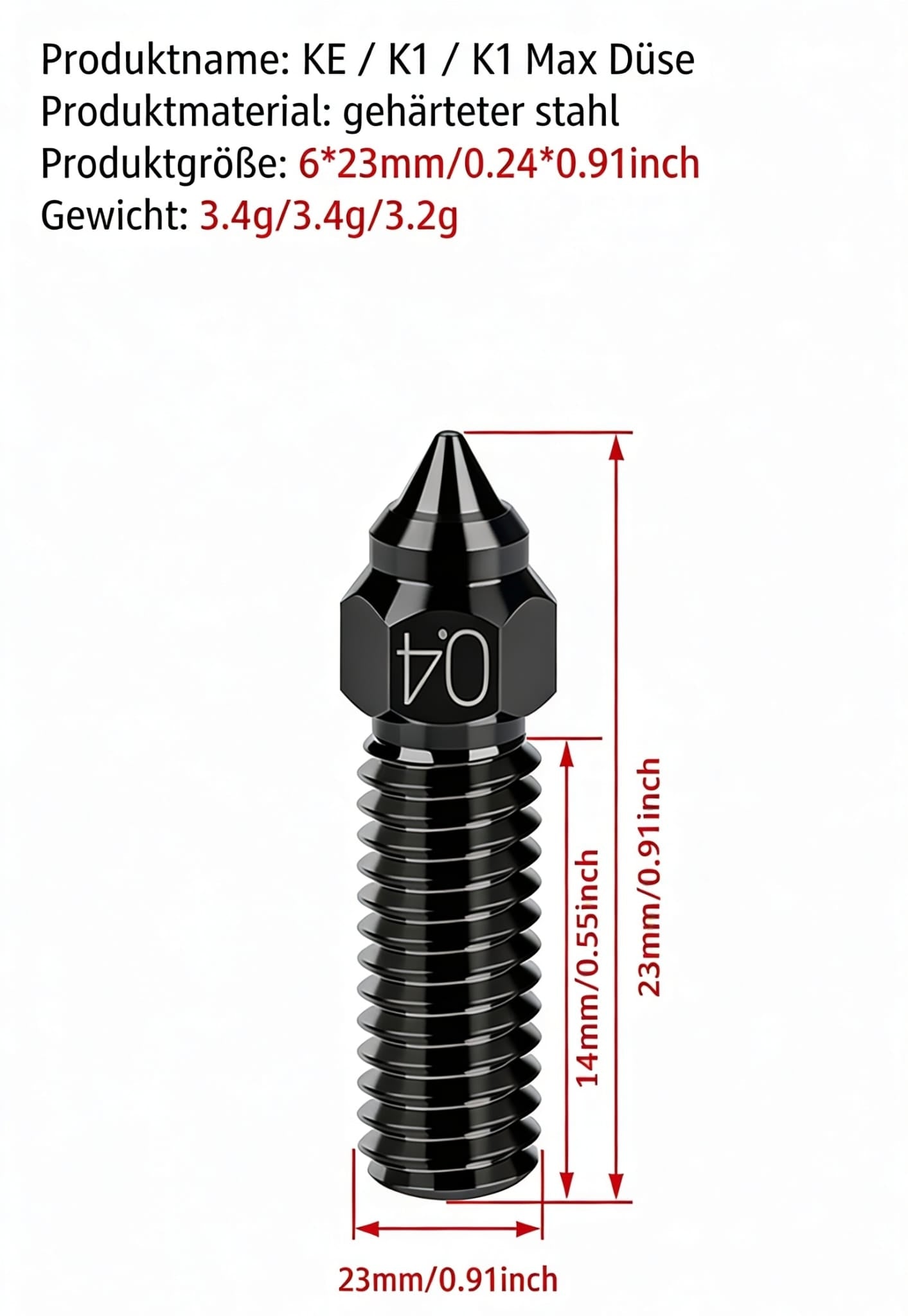 K1 / K1 Max / K1C / KE Nozzle Messing / Gehärteter Stahl / Chrome Zirconium Copper